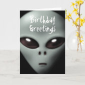 Creepy Alien Birthday Kaart (Gele Bloem)