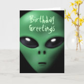 Creepy Alien Birthday Kaart (Gele Bloem)