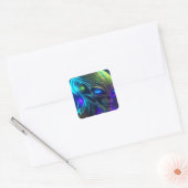 Creepy Alien Head met gloeiende blauwe ogen Vierkante Sticker (Envelop)