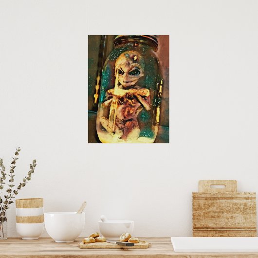 Creepy Alien in Abstracte sciencefictionkunst Poster (Keuken)