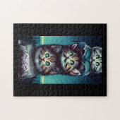 Creepy alien kitten pole green legpuzzel (Horizontaal)