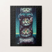 Creepy alien kitten pole green legpuzzel (Verticaal)