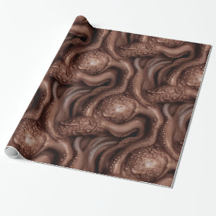 Creepy Alien Tentacle Dark Brown Cadeaupapier