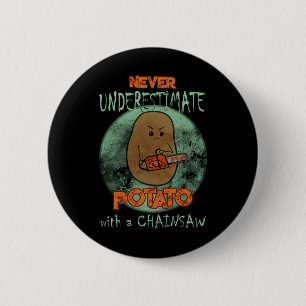 Creepy Angry Potato Chainzaag Horror Movie Lovers Ronde Button 5,7 Cm