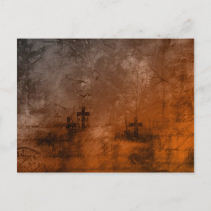 Creepy Antiek Looking Brown Cemetery Halloween Feestdagenkaart