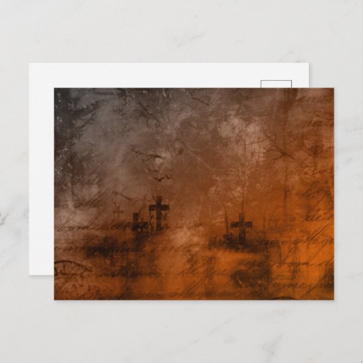 Creepy Antiek Looking Brown Cemetery Halloween Feestdagenkaart (Voorkant / Achterkant)