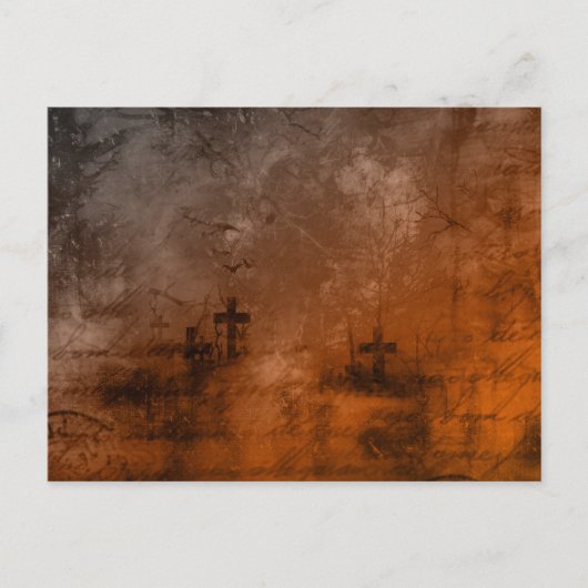 Creepy Antiek Looking Brown Cemetery Halloween Feestdagenkaart (Voorkant)