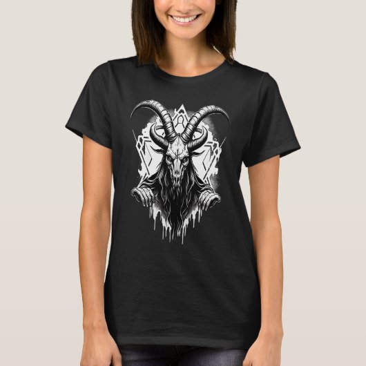 Creepy Baphomet  Occult Gothic Demon T-shirt (Voorkant)