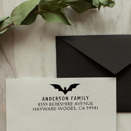 Creepy Bat Halloween Familie Retouradres Rubberstempel