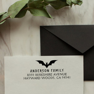 Creepy Bat Halloween Familie Retouradres Rubberstempel