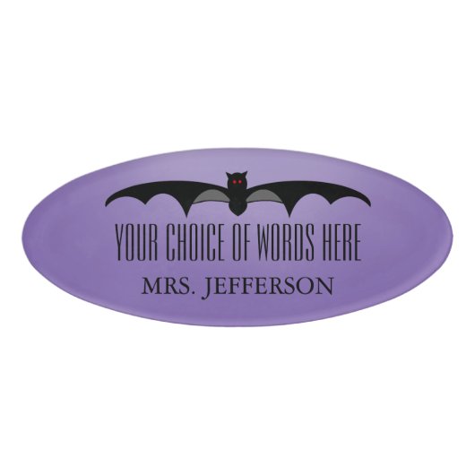 Creepy Bat Halloween Name Tag (Voorkant)