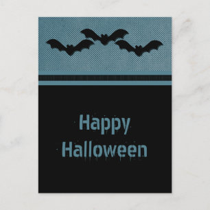Creepy Bats Halloween Briefkaart, donkerblauw Briefkaart