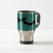 Creepy Bats Halloween Mok, Blauwgroen Reisbeker (Voorkant rechts)