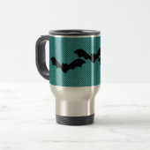 Creepy Bats Halloween Mok, Blauwgroen Reisbeker (Voorkant links)