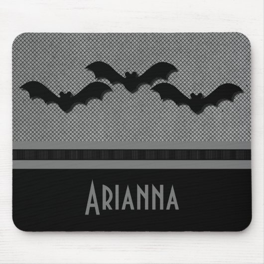 Creepy Bats Halloween Mousepad, Light Grey Muismat (Voorkant)