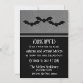 Creepy Bats Halloween Party Invite, Grey Kaart (Voorkant)