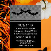 Creepy Bats Halloween Party Invite, Grey Kaart