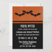 Creepy Bats Halloween Party Invite, Oranje Kaart (Voorkant)