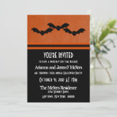 Creepy Bats Halloween Party Invite, Oranje Kaart (Staand voorkant)
