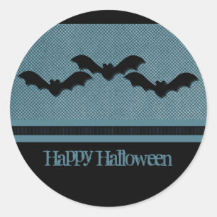 Creepy Bats Halloween Stickers, donkerblauw Ronde Sticker