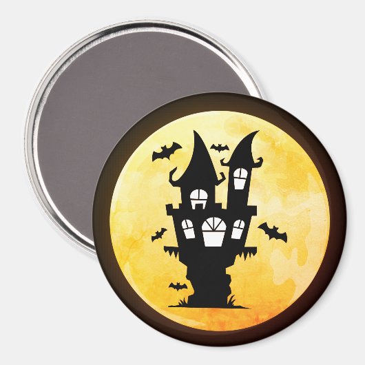 Creepy Bats, Haunted House en Full Moon Halloween Magneet (Voorkant / Achterkant)