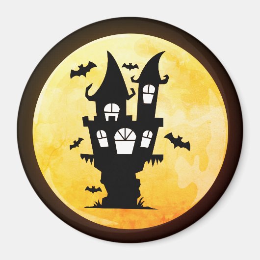 Creepy Bats, Haunted House en Full Moon Halloween Magneet (Voorkant)