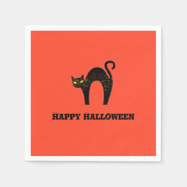 Creepy Black Cat Halloween Servet