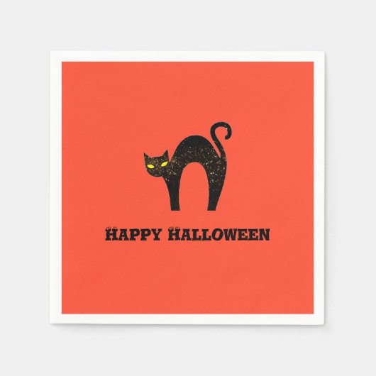 Creepy Black Cat Halloween Servet (Voorkant)