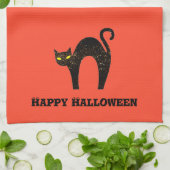 Creepy Black Cat Halloween Theedoek (Gevouwen)