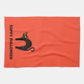 Creepy Black Cat Halloween Theedoek (Horizontaal)