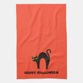 Creepy Black Cat Halloween Theedoek (Verticaal)