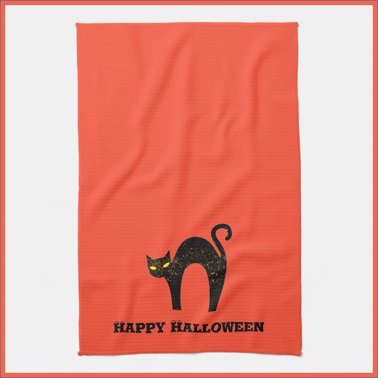 Creepy Black Cat Halloween Theedoek