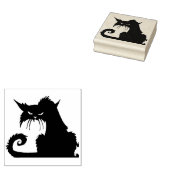 Creepy Black Cat Rubberstempel (Gestempeld)