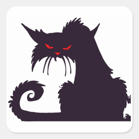 Creepy Black Cat Vierkante Sticker (Voorkant)