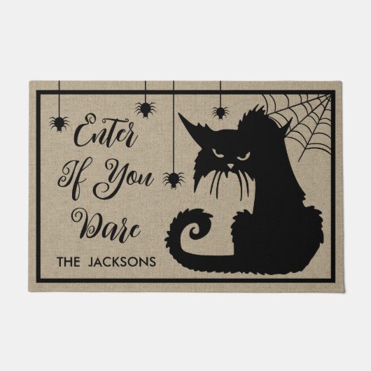 Creepy Black Cat Welkom Deurmat (Voorkant)