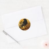 Creepy Black Crow Halloween Ronde Sticker (Envelop)