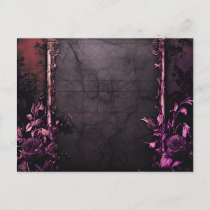 Creepy Black Night Gothic Paarse Rozen Halloween Feestdagenkaart