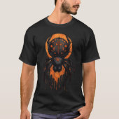 Creepy Black & Oranje Spider Halloween T-shirt (Voorkant)