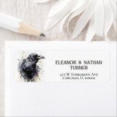 Creepy Black Raven Halloween Etiket (Insitu)