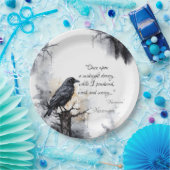 Creepy Black Raven Halloween Papieren Bordje (Feest)