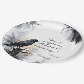 Creepy Black Raven Halloween Papieren Bordje (Gekanteld)