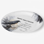 Creepy Black Raven Halloween Papieren Bordje (Gekanteld)