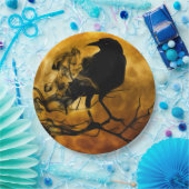 Creepy Black Raven Halloween Papieren Bordje (Feest)