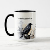 Creepy Black Raven Happy Halloween Mok (Links)