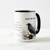 Creepy Black Raven Happy Halloween Mok (Voorkant rechts)