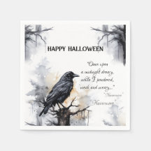 Creepy Black Raven Happy Halloween