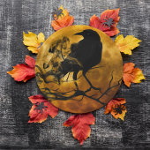 Creepy Black Raven in Dead Tree Halloween Papieren Bordje