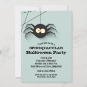 Creepy Black Spider Halloween Party-uitnodigingen (Voorkant)