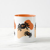 Creepy Black Spiders & Oranje Blob Shape Halloween Mok (Midden)