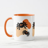 Creepy Black Spiders & Oranje Blob Shape Halloween Mok (Links)